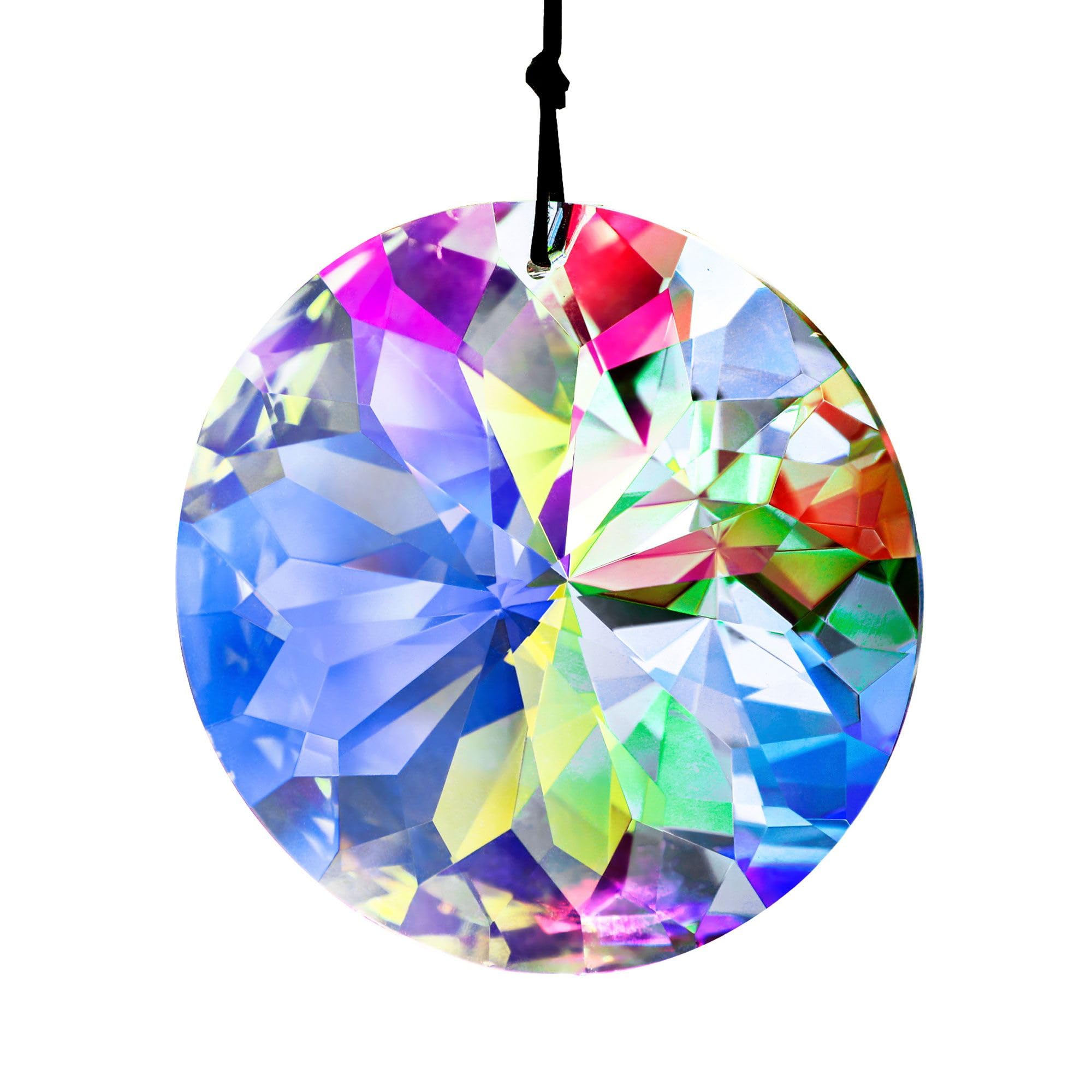 Photo 1 of 3"/79mm Hanging Crystal Prism Suncatcher for Window Large Sun Catchers AB Colored Faceted Prisms Ornament Rainbow Maker Chandelier Crystal Pendant