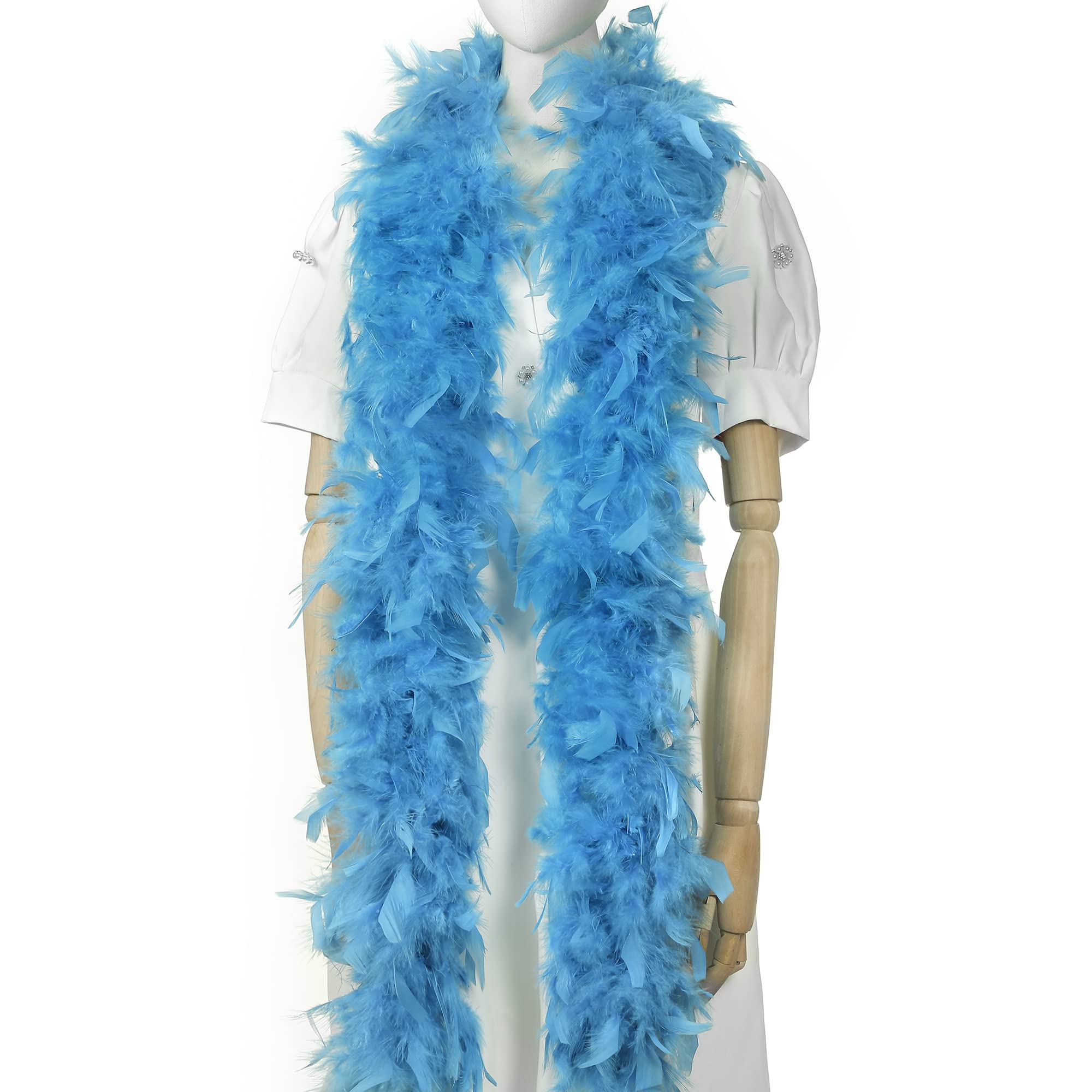 Larryhot 60g Turquoise Feather Boa - 2 Yards Turkey Boa Feathers for Party Bulk,Christmas,Wedding Centerpieces,Costume,Concert,Pet and Home Decoration (Turquoise)