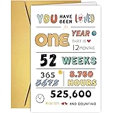 Cute 1st Birthday Card for Baby Girl Boy, Happy First Birthday, Perfect One Year Old Bday Gift Card for Son Daughter Grandson Granddaughter, One Year Kid Birthday Card From Dad Mom Grandparent