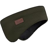 Oliumt Winter Ear Warmer Headband for Men Women Double-Layer Knit Ear Muffs Cover with Fuzzy Lining for Running and Cycling (Army Green, One Size)