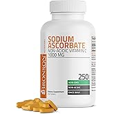 Bronson Sodium Ascorbate Non Acidic Vitamin C 1000 Mg Tablets - Gentle On The Stomach - Immune System Booster - Powerful Antioxidant - Non GMO Vitamin C Supplement, 250 Count