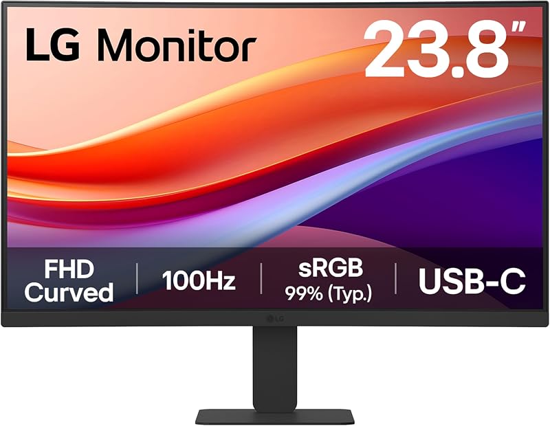 LG 24U421A Monitor 24 inch Curved FHD 1080p 100Hz USB-C HDMI VA