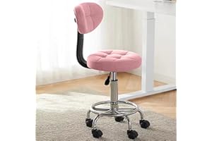 XUEGW Office Drafting Chair with Back Support and Footrest Multi-Purpose Office Desk Chair, Home Chair Thick Seat Cushion for Home Bar Kitchen Shop（with Backrest,Pink