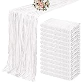 12 Pack Cheesecloth Table Runner 35 x 120 inch Long Boho Cheese Cloth Gauze Table Runners Semi Sheer Table Runner for Wedding