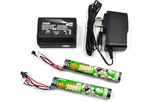 Lunggwey (2-Pack) 11.1V 2000mAh Lipo Airsoft Batteries Replacement for Airsoft Splatter Blaster, Hobby Remote & App Controlled Vehicle Batteries Water Bead Blaster