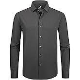 Alex Vando Mens Dress Shirts 8-Way Super Stretch French Placket Business Button Down Shirt Men