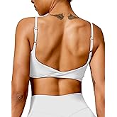 QUOJIZY Sports Bras for Women Open Back Workout Tops for Women Yoga Bra Spaghetti Straps Twist Back