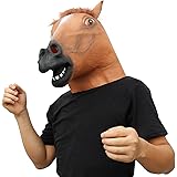 CreepyParty Novelty Halloween Costume Party Animal Head Sounding Mask Brown Horse (Silent)