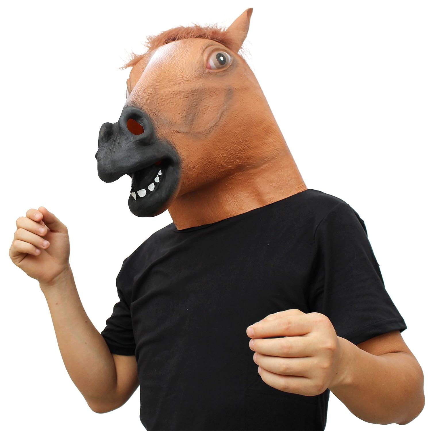 CreepyParty Novelty Halloween Costume Party Animal Head Mask Brown Horse