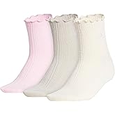 adidas womens Ruffle Socks (3 Pairs) Frilly Cuff, Quarter Ankle Height
