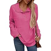 SHEWIN Fall Womens Oversized Sweatshirt Button Up Comfy Pullover Sweatshirt