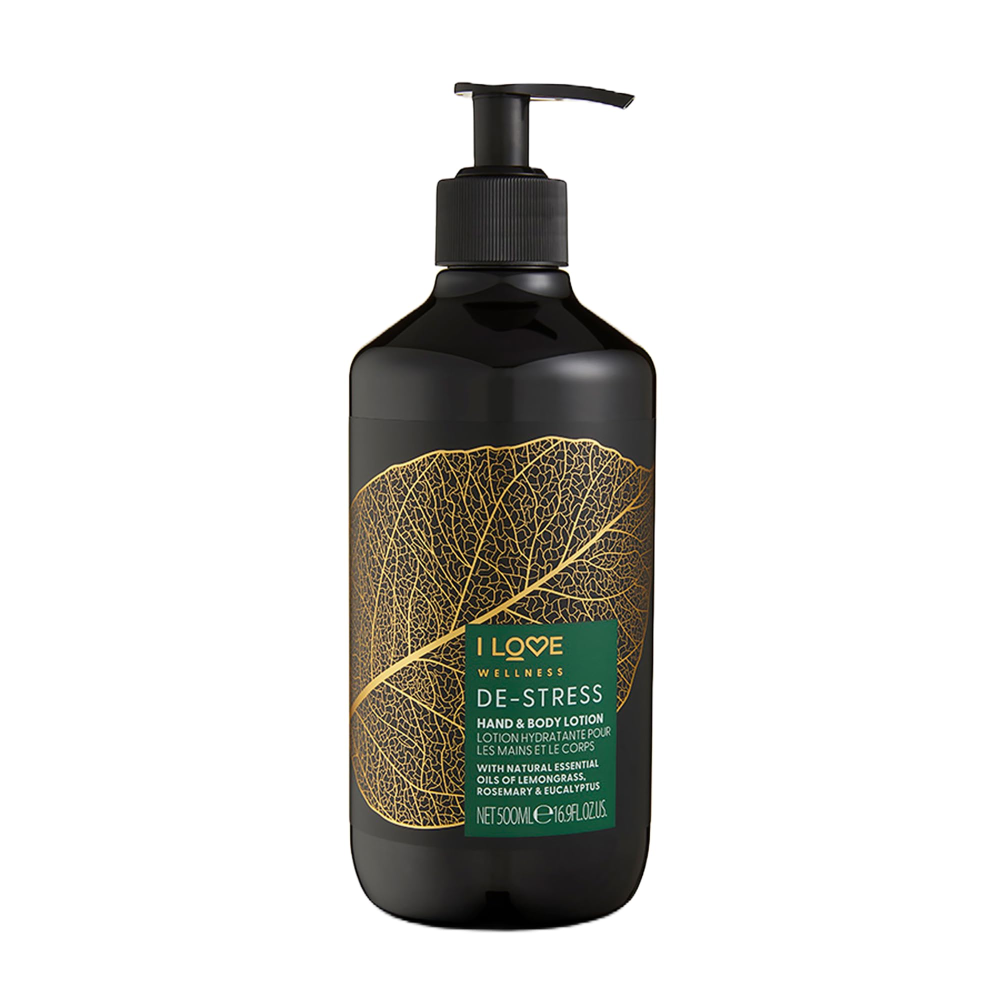 I Love Wellness DESTRESS Hand & Body Lotion, With Natural Essential Oils Of Lemongrass, Rosemary & Eucalyptus, With Avocado Oil & Shea Butter, Energising Blend, Vegetarian & Vegan-Friendly - 500ml