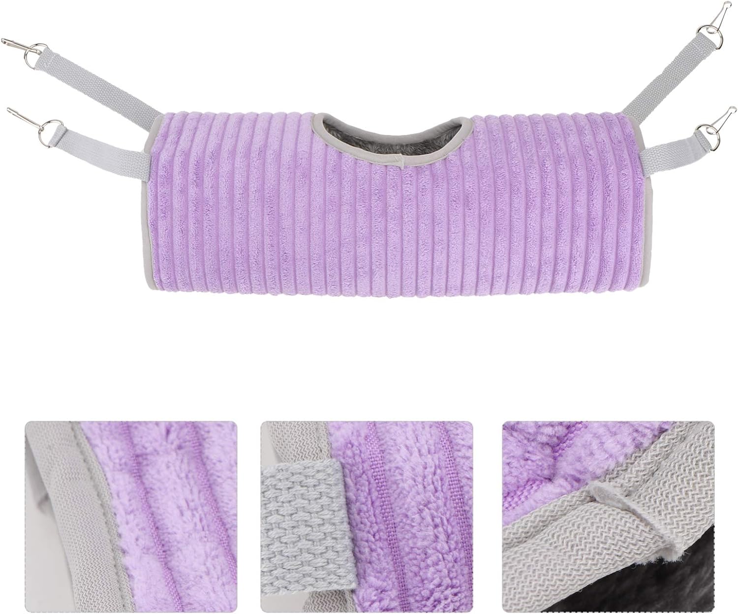 Balacoo Hamster Tunnel Hammock Winter Warm Squirrel Hanging Bed Sleeping Bag Rat Ferret Tunnel Tube Toy Hamster House for Small Animal Pet Purple - Image 5