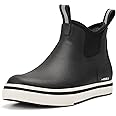 HISEA Men's Deck Boots Saltwater Fishing Booties Waterproof Ankle Rain Boots High Traction