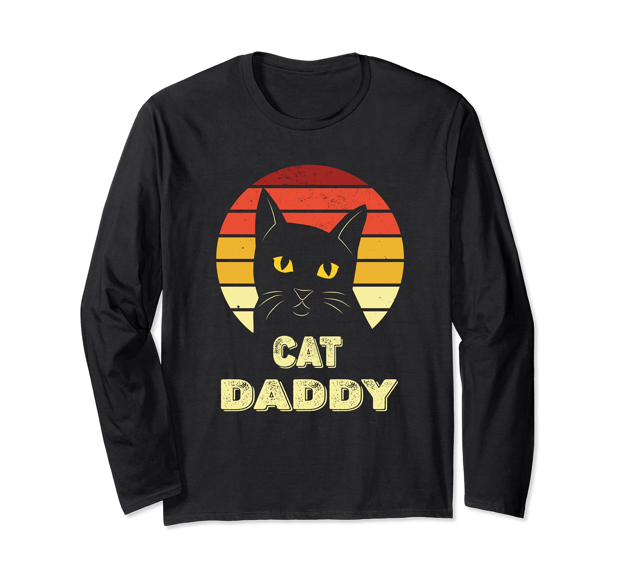 Vintage Cat Daddy Retro Distressed Cat Dad Fathers Long Sleeve T-Shirt
