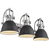 Emliviar 3-Light Bathroom Vanity Light Fixture, Black Finish with Metal Shade, 4054H-A