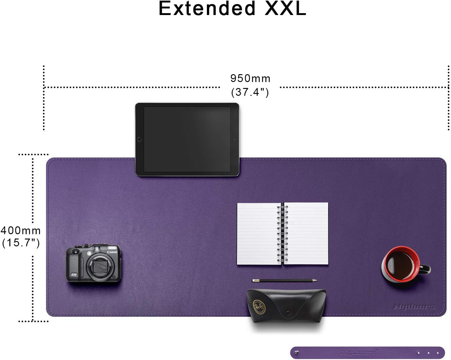 Mydours 95x40cm PU Leather Desk Pad Waterproof Desk protective Mat Office writing pad Gaming Keyboard Mouse Pad for Home/Offiee (Purple) - Image 5
