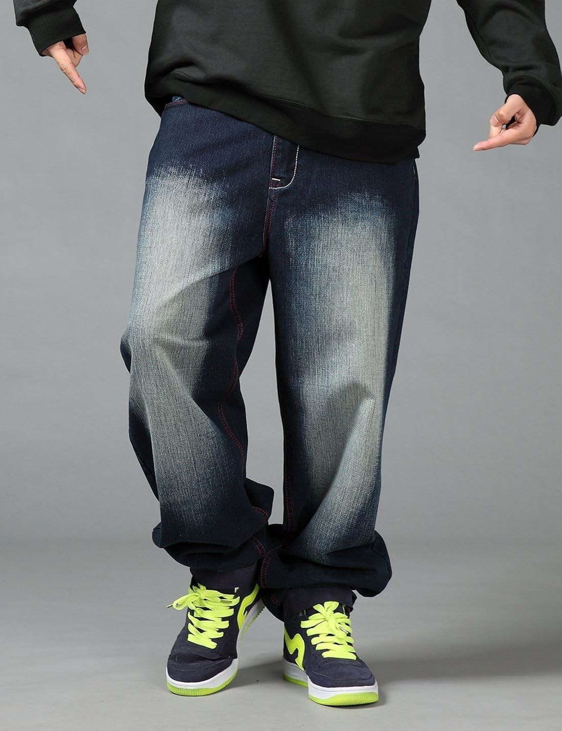 mens loose fit wide leg jeans