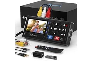 Portta VHS to Digital Converter with 128GB USB3.0 Flash Drive, Video to Digital Recorder Compatible with VHS, VCR, DVR, DVD, Hi8, Mini DV Players, Camcorder (Tapes/DVD Player Not Included)