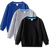 3-Pack Boys Crewneck Sweatshirt Long Sleeve Cotton Pullover Tops Thin Sweatshirts for Kids（2-12 Years)
