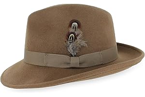 HATS IN THE BELFRY Belfry Crushable Dress Fedora Men's Vintage Style Hat 100% Pure Wool in Black Blue Grey Pecan Brown and Striped Bands