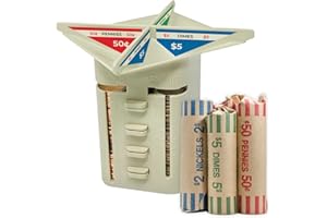 Nadex All-in-One Manual Coin Tender - Counter and Wrapper Tube with 32 Coin Wrappers | Great Storage and Organization Solution | Slots for Pennies, Nickels, Dimes, and Quarters