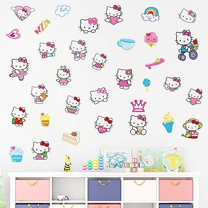 Amazon.com: Hello Kitty Wall Decals Room Decor Vinyl Waterproof ...