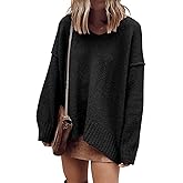ANRABESS Women's Oversized Casual Loose Slouchy Scoop V Neck Batwing Long Sleeve Knit 2025 Fall Pullover Sweaters