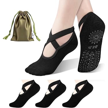 6 Pares De Calcetines De Yoga Para Mujer - Antideslizantes, Con Partículas De Silicona, Tejido Transpirable | Para Yoga, Pilates, Fitness Y Baile