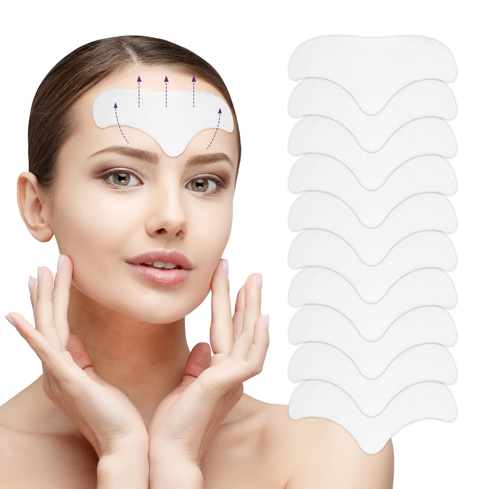 LOPHE 10 PCS Forehead Wrinkle Patches,Reusable line remover patches Smoothing Facial Anti-wrinkle Patches, Moisturizing Mask Pads for Women, Forehead Lines Age Lines Resistant Wrinkle Remover Strips — image 1