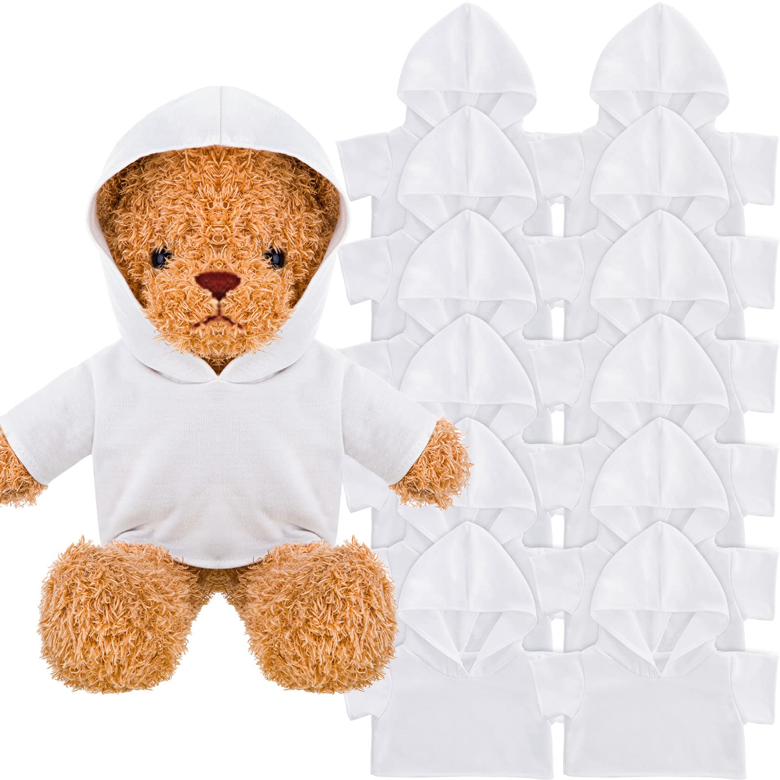 Photo 1 of 12 PCS Stuffed Bear Clothes Shirt Stuffed Animal T-Shirt Doll Tshirts Classic Plush Bear Shirts Bear Hoodie Fit 14-18 Inches Stuffed Bear Dolls (White)