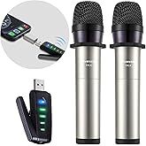 Alvoxcon Wireless Microphone for Computer, USB Rechargeable Dual Handheld Mic System for MacBook, PC Laptop, Zoom Meeting, Classroom Teaching, Teacher Podcast, vlog