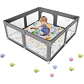 Palopalo 47x47inch Small Baby Playpen, Play Pen for Babies and Toddlers, Play Yard With Door and Soft Breathable Mesh, Infant