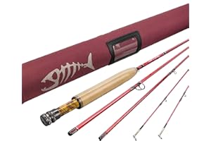Aventik Stalker Fly Rod 7'6'' LW2 / 8'0'' LW3 / 8'6'' LW4, 4-Piece Medium-Fast IM12 Carbon Fiber Blank, Ultralight Blue & Red Rod with Extra Tip