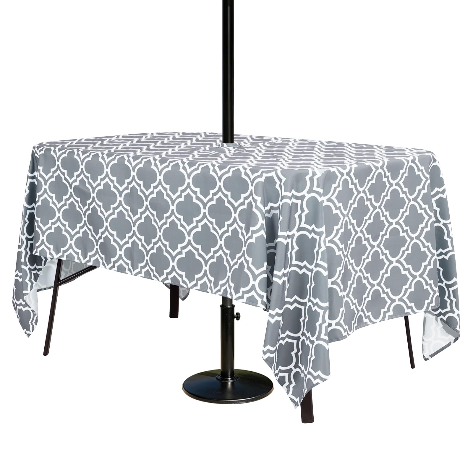 3E Home Outdoor Table Cloth with Parasol Hole,Splashproof Patio Rectangle Tablecloth with Zipper for Garden Picnic BBQ Party[52X70 inch(132X178 cm)] — image 1