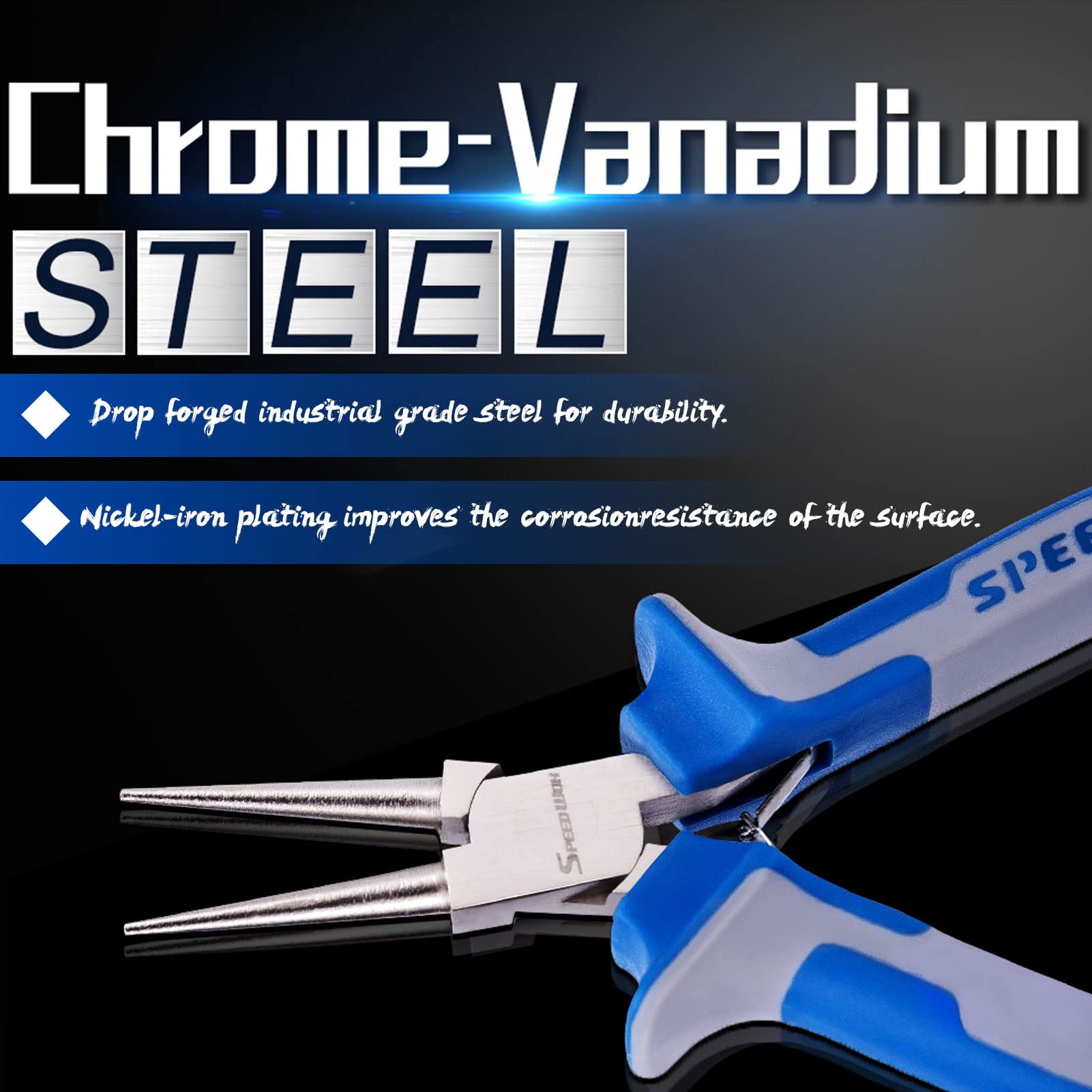 SPEEDWOX 5 Inch Round Nose Pliers - Mini Ultra Tapered Jaw Precision Nippers with Spring - Ideal for Small Jewelry Making & Crafting