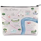 WZMPA New Orleans City Map Cosmetic Bag New Orleans Travel Souvenir Gift New Orleans Long Distance Relationship Makeup Zipper Pouch Bag For Family Friend (New Orleans)