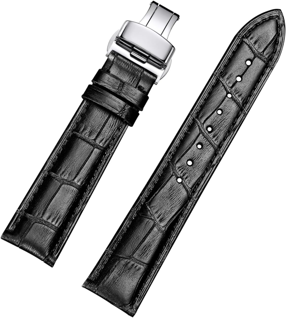 Jiexima Calfskin Leather Watch Straps with Folding Buckle for Men's Watch and Women's Wristwatch 18mm-24mm watchband