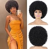 G&T Wig 70s Afro Wigs for Black Women, Afro Puff Wigs Bouncy and Soft Natural Looking Daily Party Cosplay Costume Use(1B)
