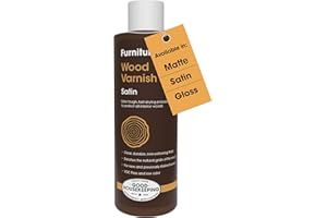 Furniture Clinic Wood Varnish | Satin | Polyurethane Waterproof Coating | Water Based Clear Coat | Wood Sealer for Indoor & Outdoor Furniture | Perfect for Chairs, Tables, Cabinets | 250ml / 8.5 Oz
