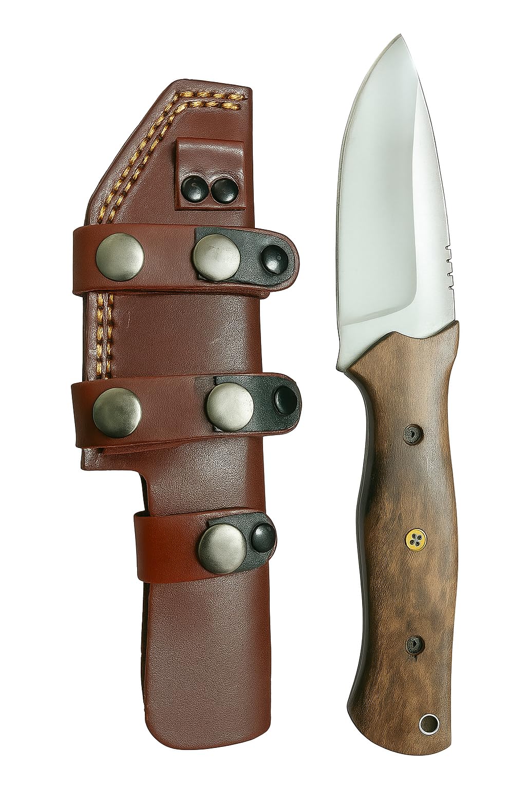 Photo 1 of FH TRADERS Custom Handmade Hunting Tracker Knife, Bushcraft Knives, Scout Carry Knifes with Leather Sheath, Hunting Knifes with Rose Wooden Handle, Fixed Blade Tracker Knife