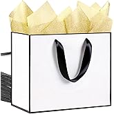 SHIPKEY White Gift Bags with Tissue Paper, 12 Pack Large White Paper Bags 12.5x4.5x11'' with Handles, Elegant Reusable Gift Bags for Wedding, Birthday, Party Wrapping
