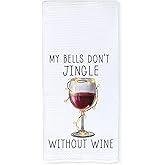 Qnhij Funny Christmas Wine Kitchen Bar Towels, Wine Gifts for Women Men, Alcohol Lover Gifts Decorative Hand Dish Tea Towels for Kitchen, Christmas Bar Decor, 16x24 Inch