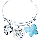 Survivor Jewelry Women's Cancer Awareness Gift Butterfly Jewelry Expandable Charm Bracelet Adjustable One Size Fits All Turquoise Personalization Available