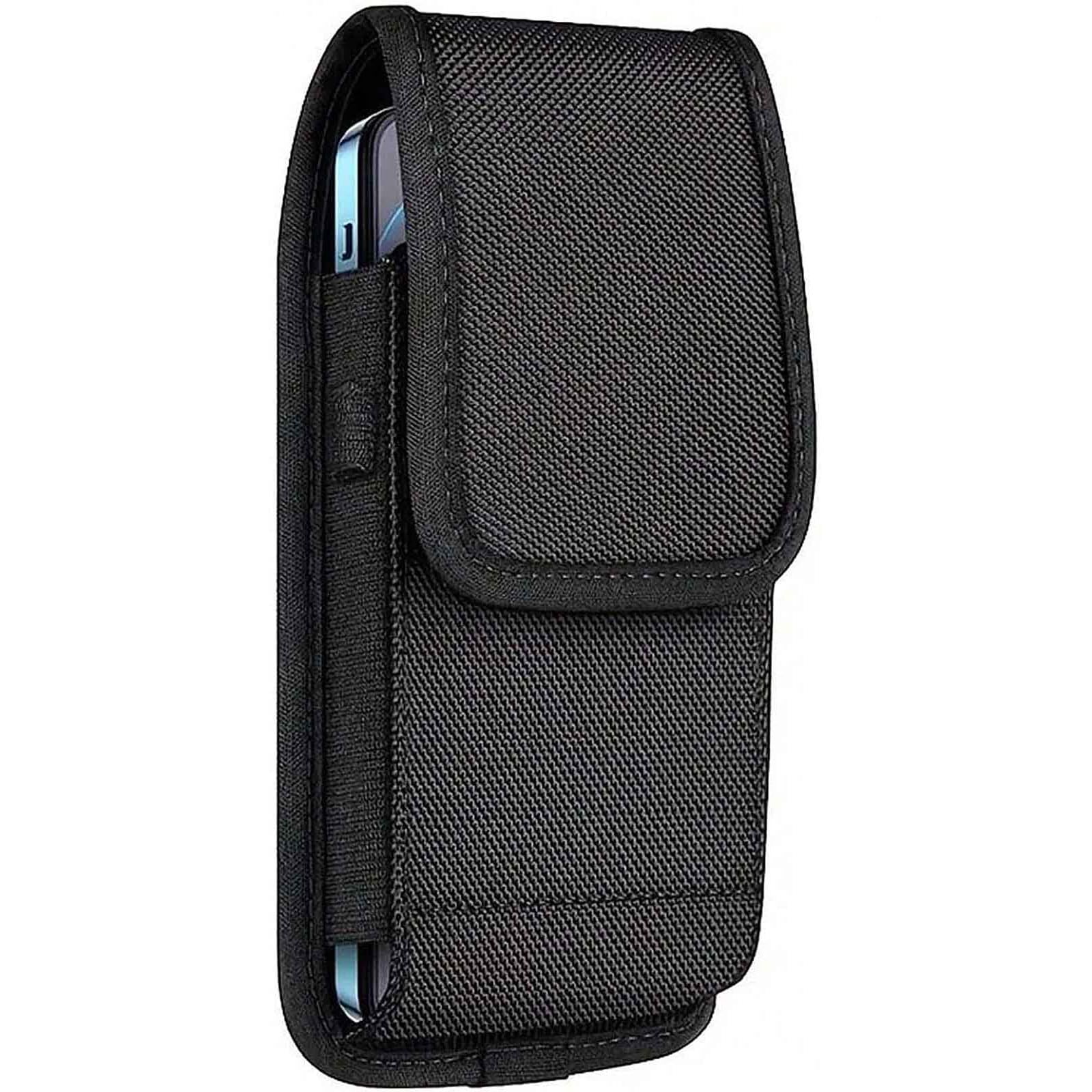 TRHDFW Vertical mobile phone bag wear belt hanging Fanny pack old youth general large screen ultra-thin invisible nylon bag holster