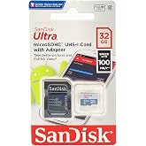 Sandisk Ultra 32GB Micro SDHC UHS-I Card with Adapter - 98MB/s U1 A1 - SDSQUAR-032G-GN6MA (2 Pack)