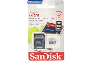SanDisk Ultra 32GB microSDHC UHS-I Card with Adapter, Silver, Standard Packaging (SDSQUNC-032G-GN6MA)