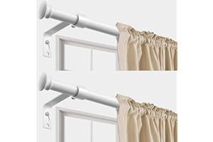 LAKEROD Decorative Curtain Rods for Windows 28 to 50 Inch - 5/8" Heavy Duty Curtain Rods 2 Pack,Basic Window Curtains Rod,Cafe Drapery Rods with Brackets - White