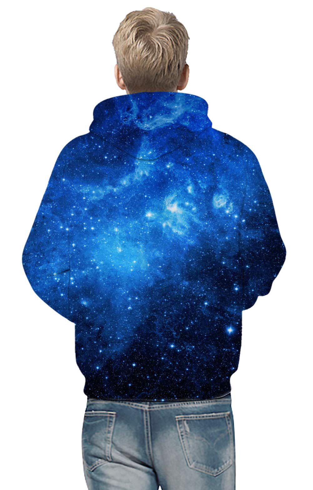 Little Boys Cool Galaxy Hoodies Blue Starry 3D Hooded Sweatshirts for Junior Girls Trippy Space Universe Pullover Fleece Sweater Shirts Shinning Activewear Sports Running Hoodie Hoody 5/6 Years