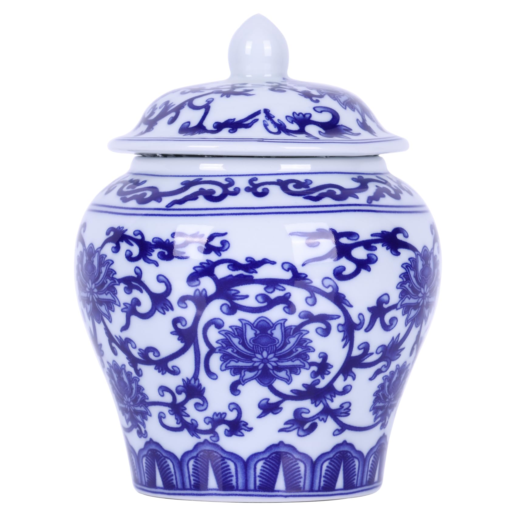 Photo 1 of XINGYAN Chinoiserie Blue and White Porcelain Mini Ceramic Ginger Jars with Lid Ancient Chinese,Oriental Style,Decorative and Storage Jars (Mini general jar)